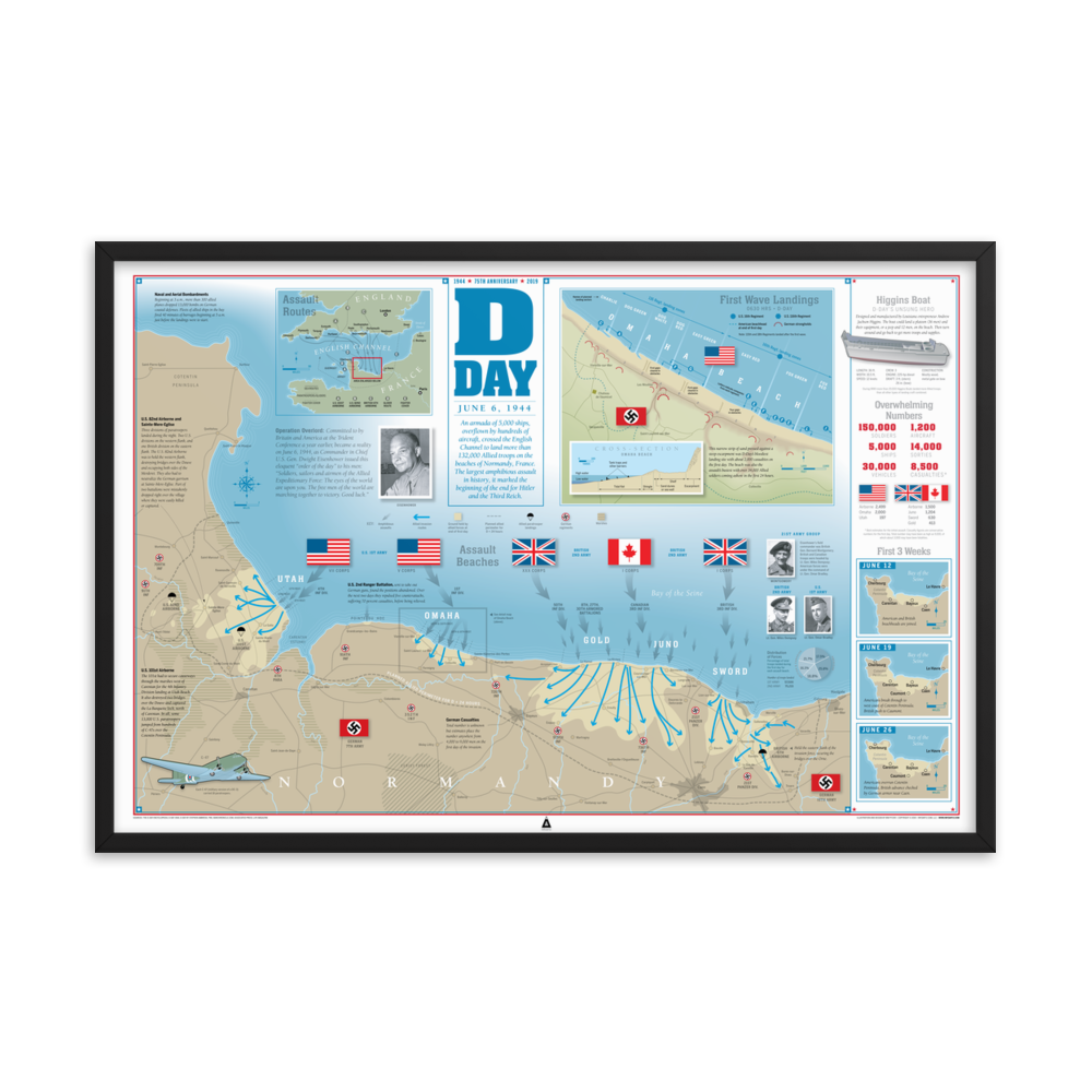 D-Day Infographic (36x24) Framed – InfoArtz